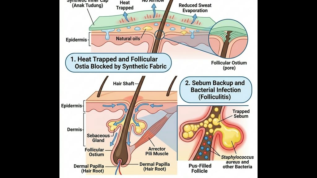 Halangan Oklusif Fabrik Anak Tudung (Inner) Menyebabkan Palam Sebum