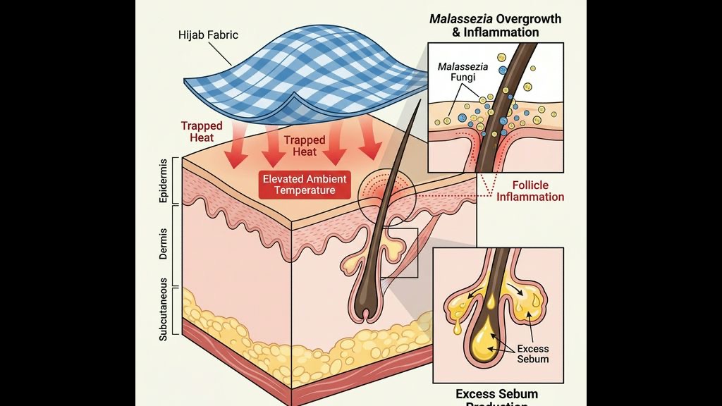 Mikroiklim Terkurung dan Keradangan Folikel Di Bawah Tudung