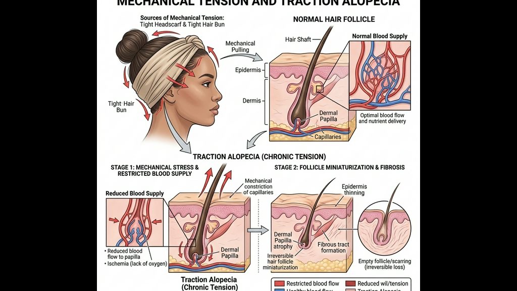 Mekanisme Fizikal Ketegangan Kronik Ke Atas Akar Bulu Rambut