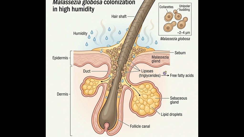 Malassezia globosa fungal colonization in high humidity
