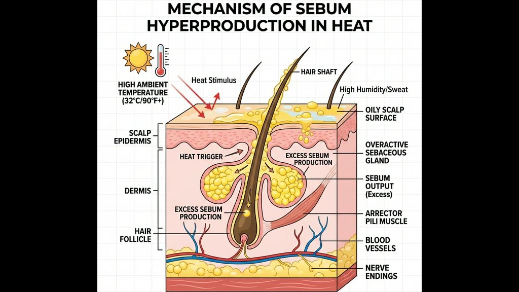 Mechanism of Sebum Hyperproduction in Heat